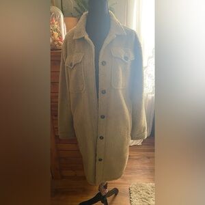 Women's Cozy Tan Sherpa Coat